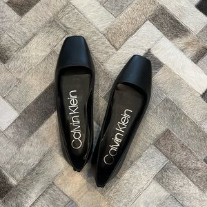 Calvin Klein Square Toe Black Ballet Flats